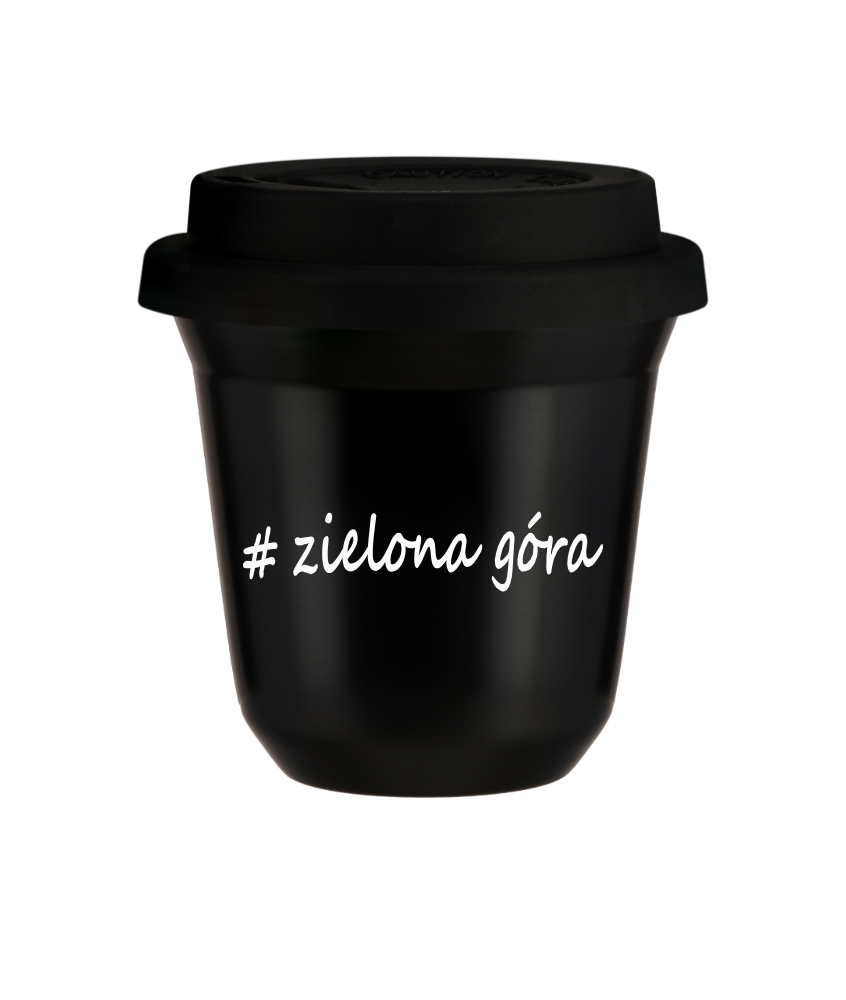 Tasse 240 ml NOIR "Zielona Góra", avec couvercle noir