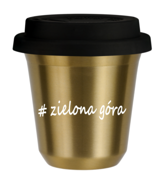 Tasse 150 ml OR "Zielona Góra", avec couvercle noir Tasse 150 ml OR "Zielona Góra", avec couvercle noir