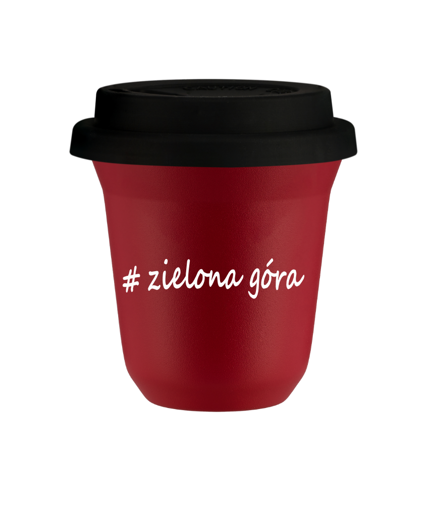 Tasse 150 ml ROUGE "Zielona Góra", avec couvercle noir Tasse 150 ml ROUGE "Zielona Góra", avec couvercle noir