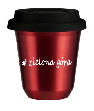 Tasse 150 ml ROUGE MÉTALLIQUE "Zielona Góra", avec couvercle noir Tasse 150 ml ROUGE MÉTALLIQUE "Zielona Góra", avec couvercle noir