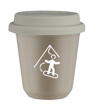 Tasse 80 ml BEIGE "Snowboard (blanc)", avec couvercle blanc Tasse 80 ml BEIGE "Snowboard (blanc)", avec couvercle blanc