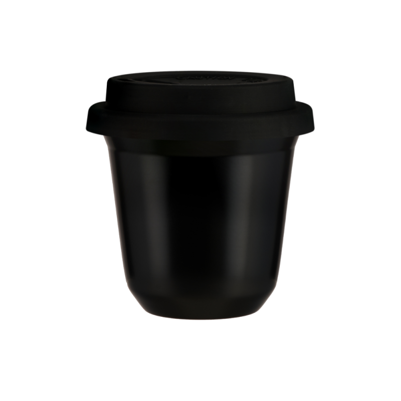 Tasse 350 ml NOIRE, avec couvercle noir