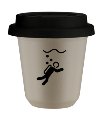 Tasse 80 ml BEIGE "Plongée (noir)", avec couvercle noir Tasse 80 ml BEIGE "Plongée (noir)", avec couvercle noir