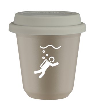 Tasse 80 ml BEIGE "Plongée (blanc)", avec couvercle blanc Tasse 80 ml BEIGE "Plongée (blanc)", avec couvercle blanc