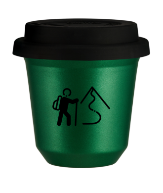 Tasse 80 ml VERT MÉTALLIQUE "Escalade 2 (noir)", avec couvercle noir Tasse 80 ml VERT MÉTALLIQUE "Escalade 2 (noir)", avec couvercle noir