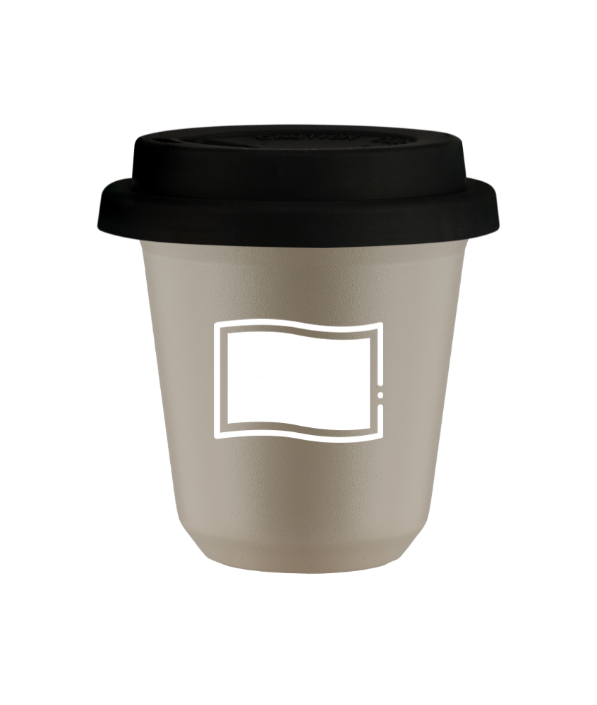 Tasse 80 ml BEIGE "Drapeau polonais (blanc)", avec couvercle noir