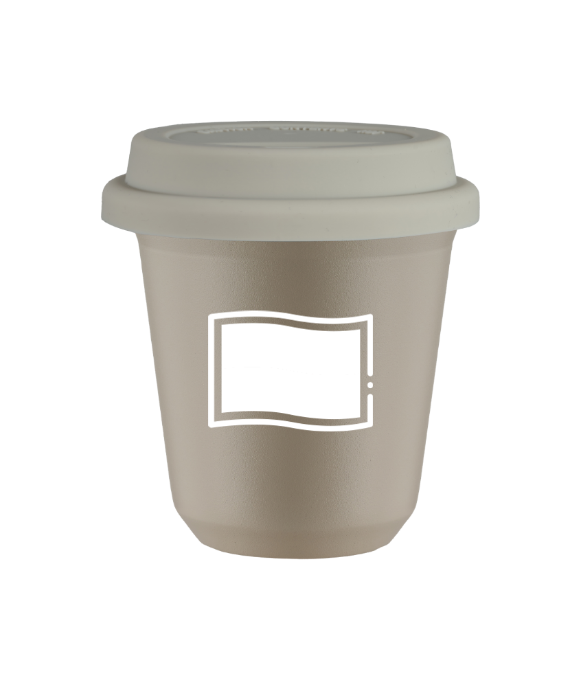 Tasse 80 ml BEIGE "Drapeau polonais (blanc)", avec couvercle blanc