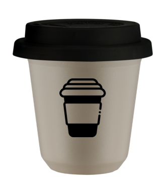 Tasse 80 ml BEIGE, avec couvercle noir Tasse 80 ml BEIGE, avec couvercle noir