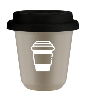 Tasse 80 ml BEIGE, avec couvercle noir Tasse 80 ml BEIGE, avec couvercle noir