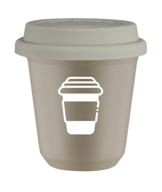 Tasse 80 ml BEIGE, avec couvercle blanc Tasse 80 ml BEIGE, avec couvercle blanc