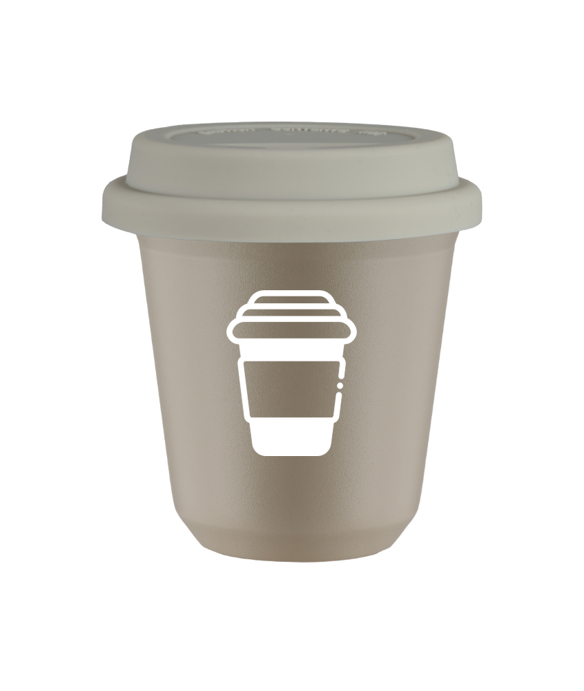Tasse 80 ml BEIGE, avec couvercle blanc