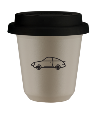 Tasse 80 ml BEIGE "Voiture (noir)", avec couvercle noir Tasse 80 ml BEIGE "Voiture (noir)", avec couvercle noir