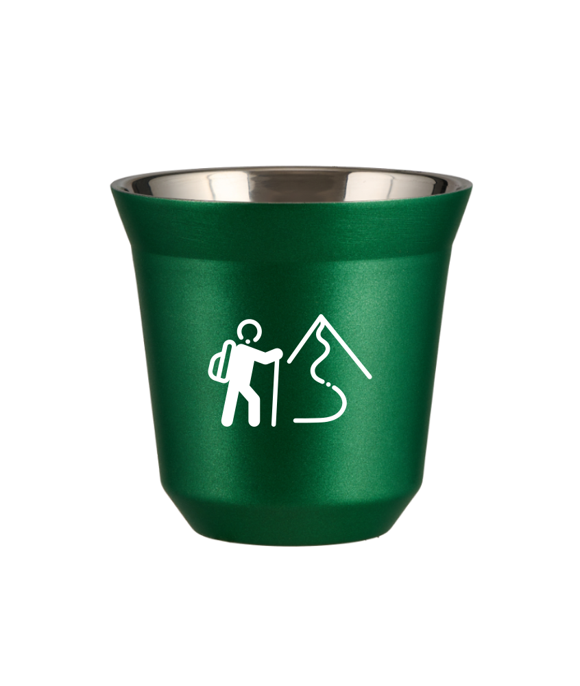 Tasse 80 ml VERT MÉTALLIQUE "Escalade 2 (blanc)"