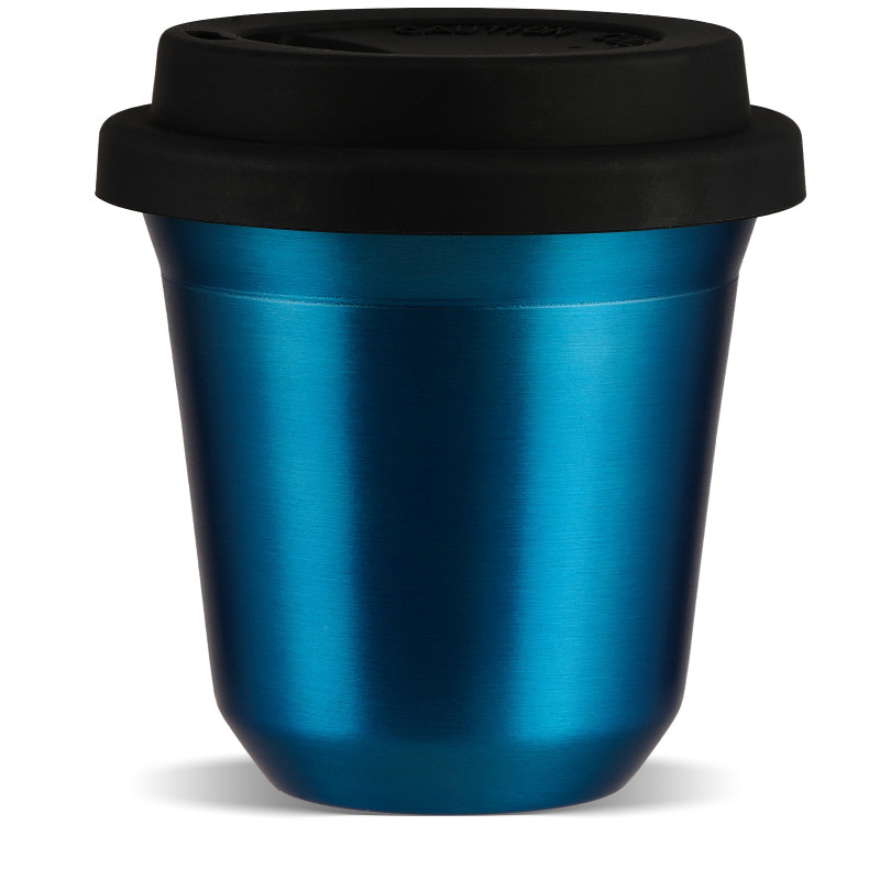 Tasse 80 ml BLEU MÉTALLIQUE, avec couvercle noir
