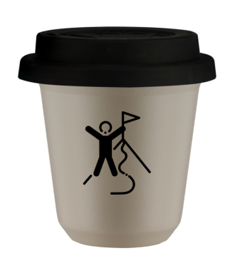Tasse 80 ml BEIGE "Escalade 1", avec couvercle noir Tasse 80 ml BEIGE "Escalade 1", avec couvercle noir