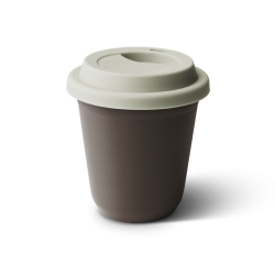 Tasse 150 ml MARRON, avec couvercle blanc