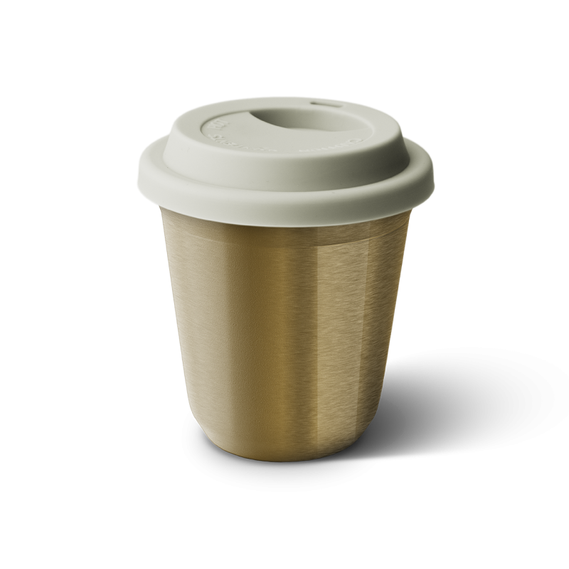 Tasse 80 ml OR, avec couvercle blanc