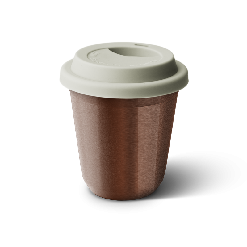 Tasse 80 ml OR ROSE, avec couvercle blanc