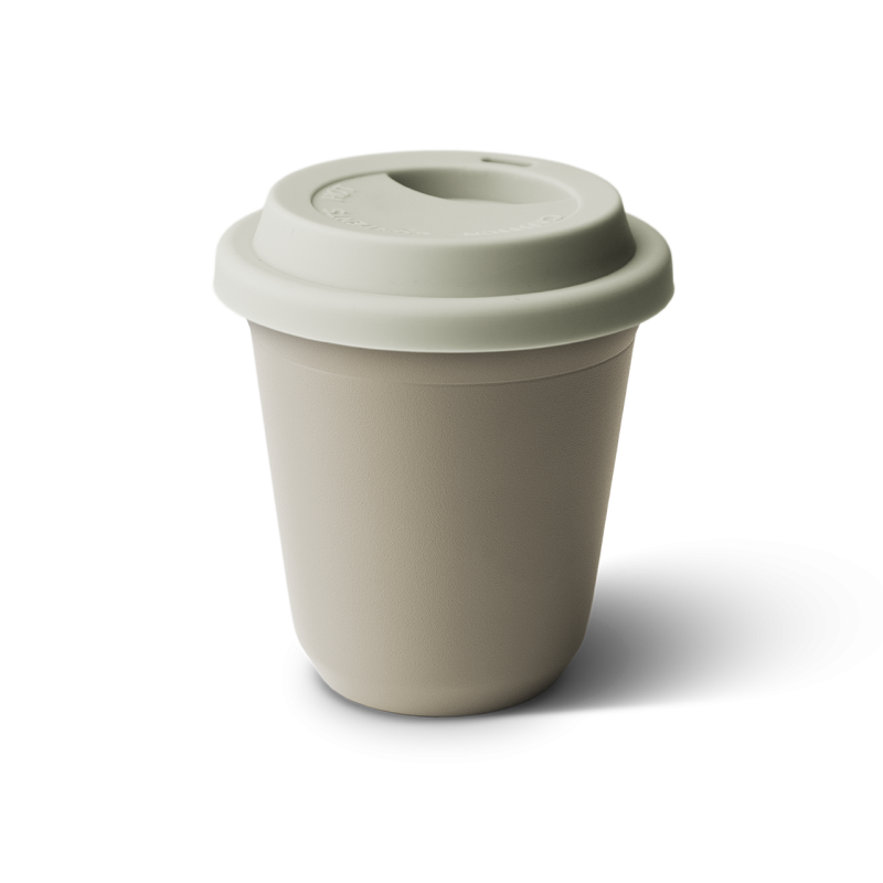 Tasse 80 ml BEIGE, avec couvercle blanc