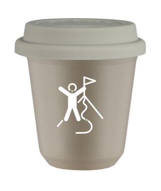 Tasse 80 ml BEIGE "Escalade 1 (blanc)", avec couvercle blanc Tasse 80 ml BEIGE "Escalade 1 (blanc)", avec couvercle blanc