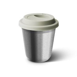 Tasse 150 ml ARGENT, avec couvercle blanc