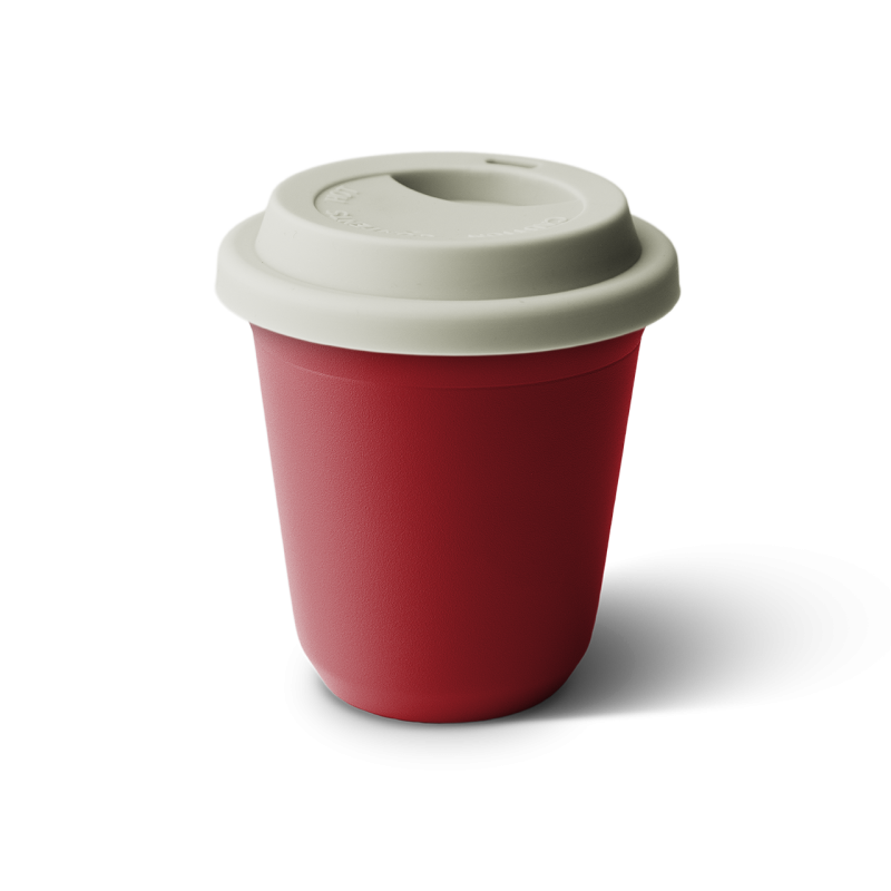 Tasse 150 ml ROUGE, avec couvercle blanc
