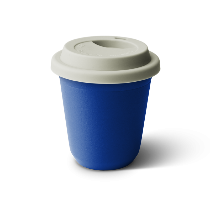 Tasse 150 ml BLEU, avec couvercle blanc