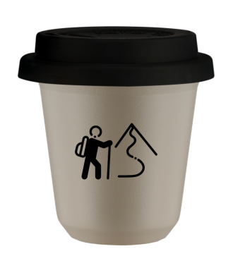 Tasse 80 ml BEIGE "Escalade 2", avec couvercle noir Tasse 80 ml BEIGE "Escalade 2", avec couvercle noir