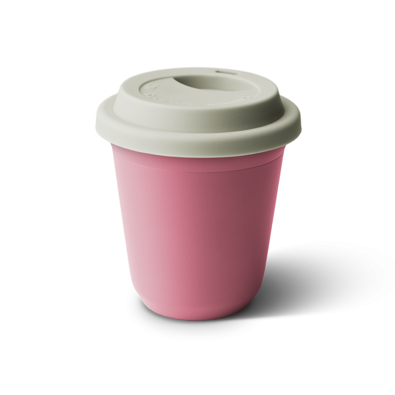 Tasse 150 ml ROSE, avec couvercle blanc