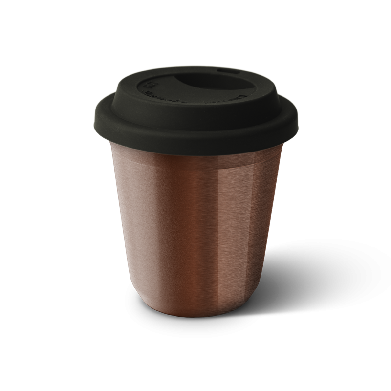 Tasse 80 ml OR ROSE, avec couvercle noir