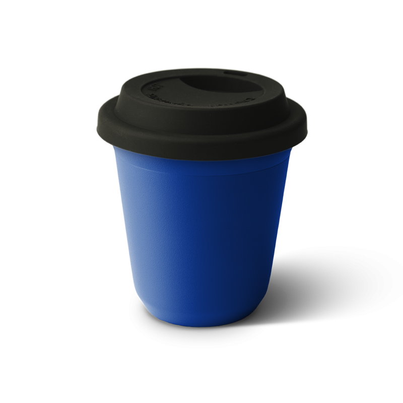 Tasse 80 ml BLEU, avec couvercle noir