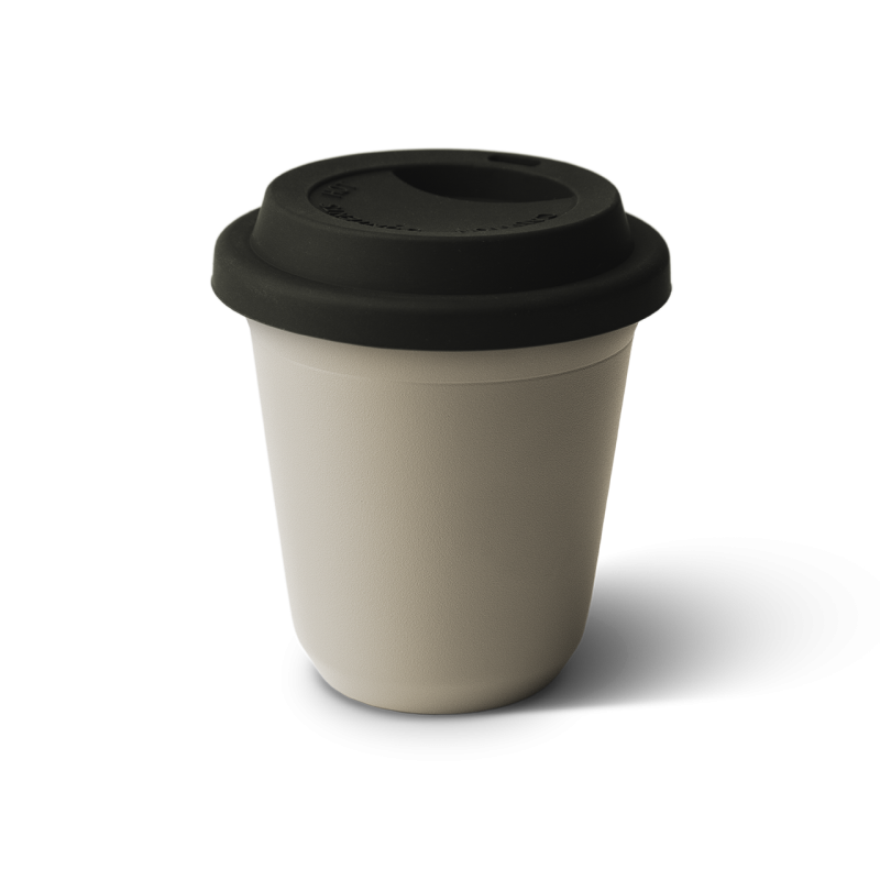 Tasse 80 ml BEIGE, avec couvercle noir