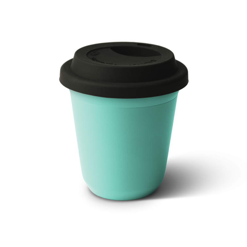 Tasse 240 ml TURQUOISE, avec couvercle noir