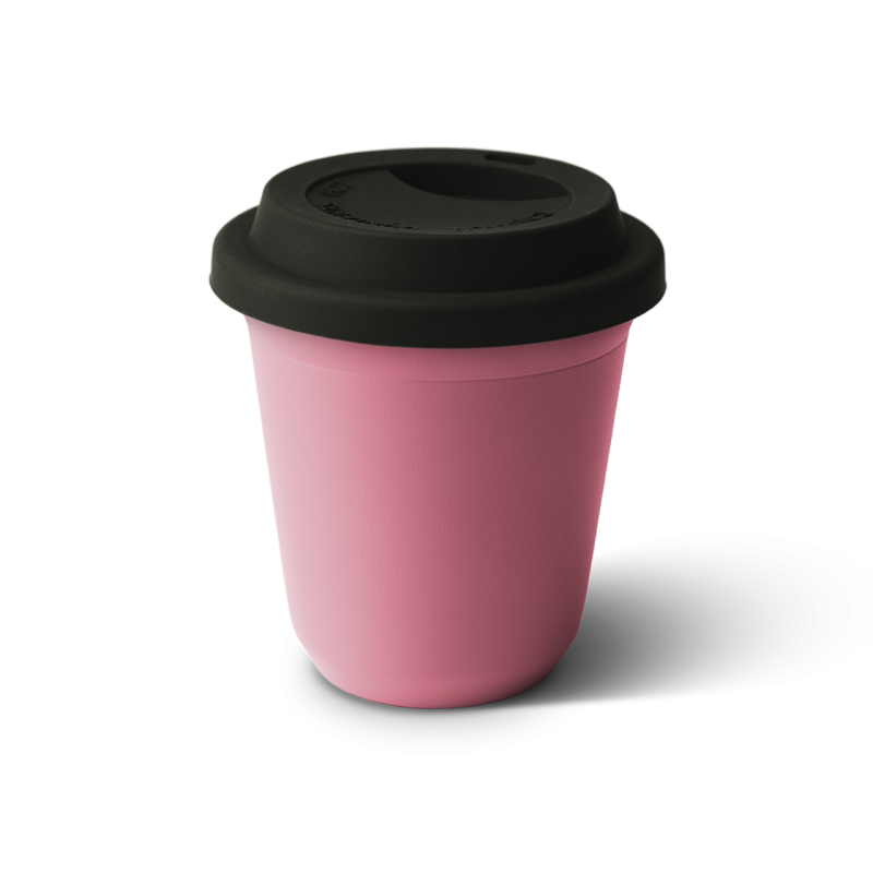 Tasse 240 ml ROSE, avec couvercle noir