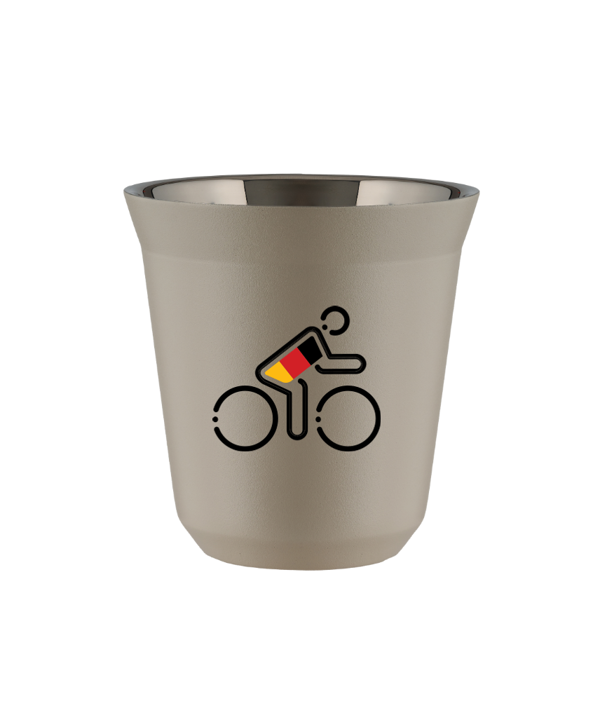 Tasse 80 ml BEIGE "Cycliste aux couleurs allemandes (noir)"