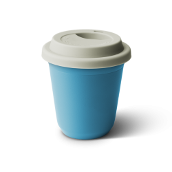Tasse 150 ml BLEU, avec couvercle blanc
