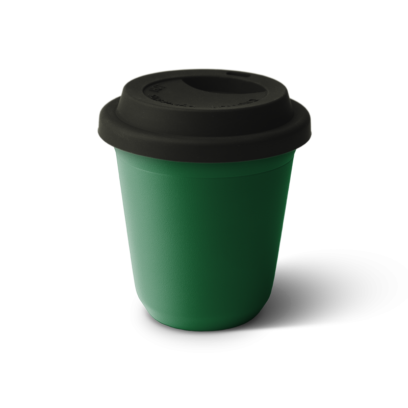 Tasse 80 ml VERTE, avec couvercle noir