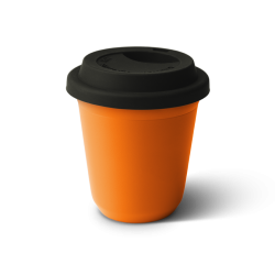 Tasse 80 ml ORANGE, avec couvercle noir