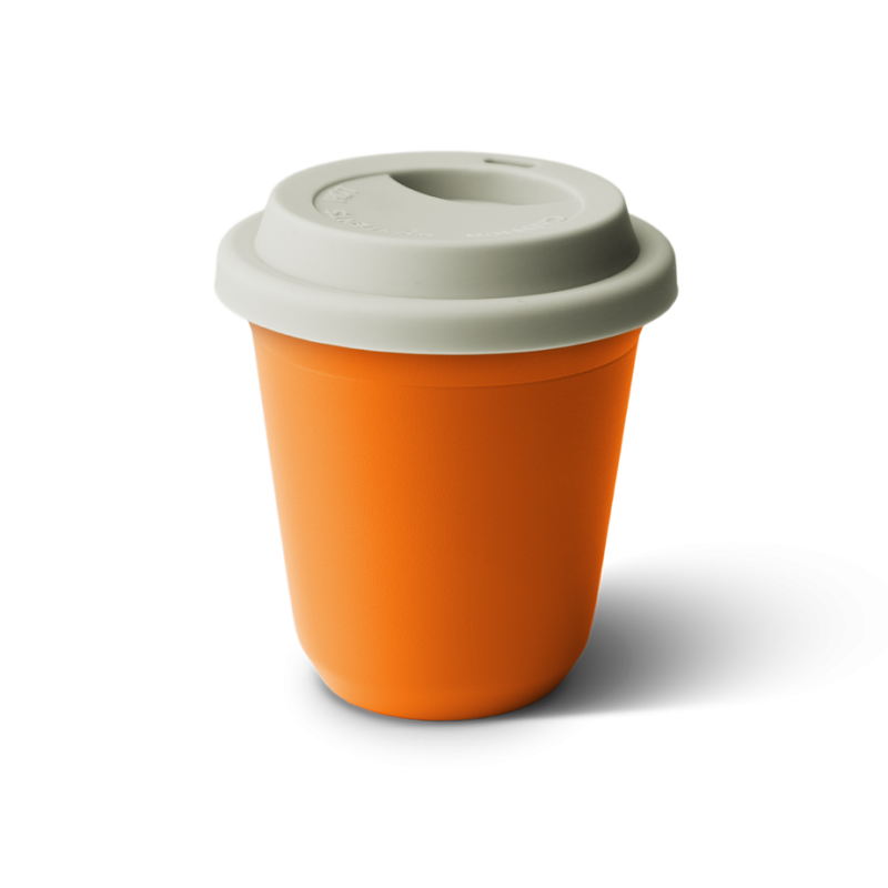 Tasse 80 ml ORANGE, avec couvercle blanc