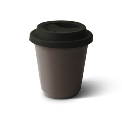 Tasse 80 ml MARRON, avec couvercle noir