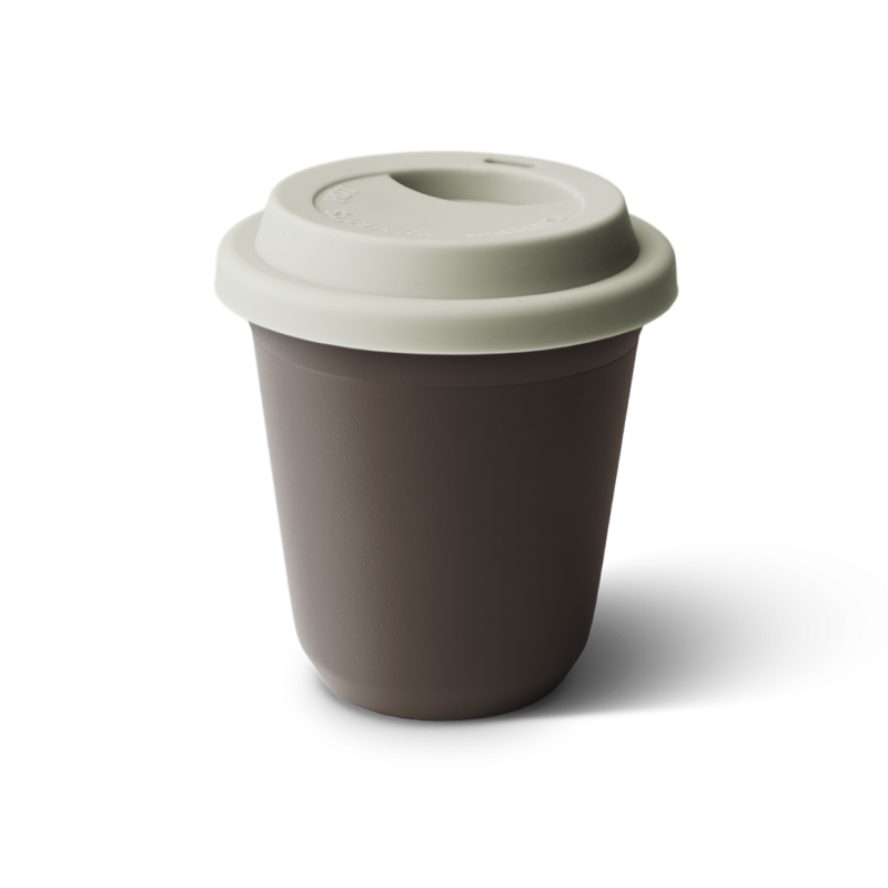 Tasse 240 ml MARRON, avec couvercle blanc