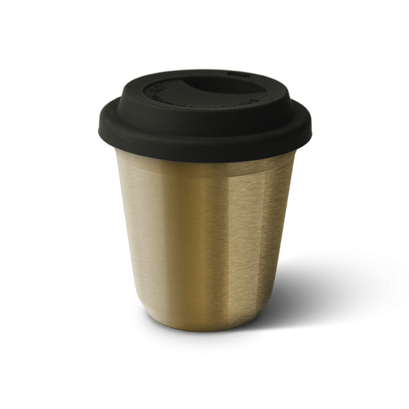Tasse 350 ml OR, avec couvercle noir