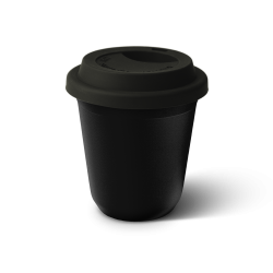 Tasse 350 ml NOIRE, avec couvercle noir