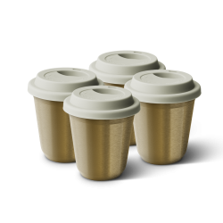 Lot de 4 tasses 240 ml OR, avec couvercle blanc