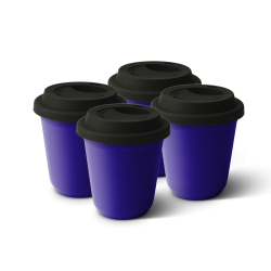 Lot de 4 tasses 150 ml VIOLET, avec couvercle noir
