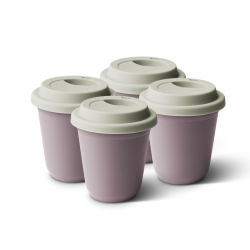 Lot de 4 tasses 150 ml LAVANDE, avec couvercle blanc