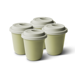 Lot de 4 tasses 80 ml PISTACHE, avec couvercle blanc