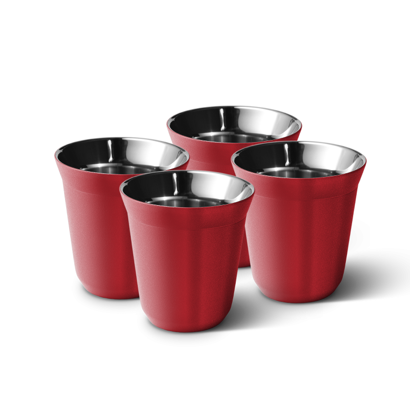 Lot de 4 tasses 80 ml ROUGE MÉTALLIQUE