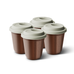 Lot de 4 tasses 150 ml ROSE DORÉ, avec couvercle blanc