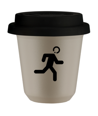 Tasse 80 ml BEIGE "Coureur", avec couvercle noir Tasse 80 ml BEIGE "Coureur", avec couvercle noir